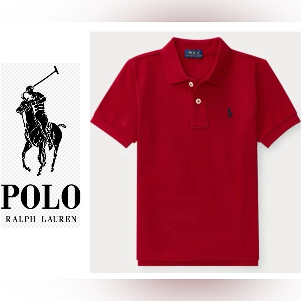 Vintage Polo by Ralph‎ Lauren Boy’s Size 4 RL Red Iconic Mesh Polo Shirt